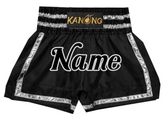 Custom Black Muay Thai trunks  : KNSCUST-1172